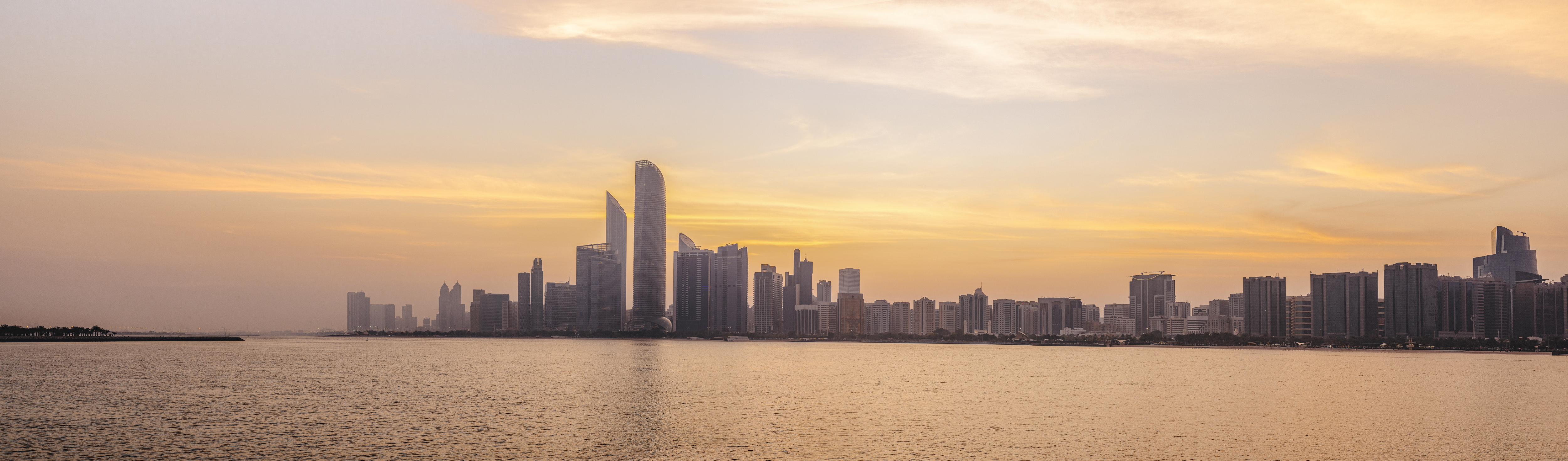 Abu Dhabi skyline at sunset